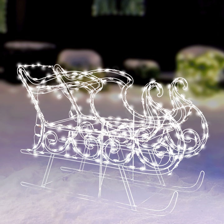 34 Pure White Twinkling C4 LED Classic Sleigh Outdoor Christmas Decoration - Perfect for Holiday Yard Decor, Garden Display, and Festive Home Lighting