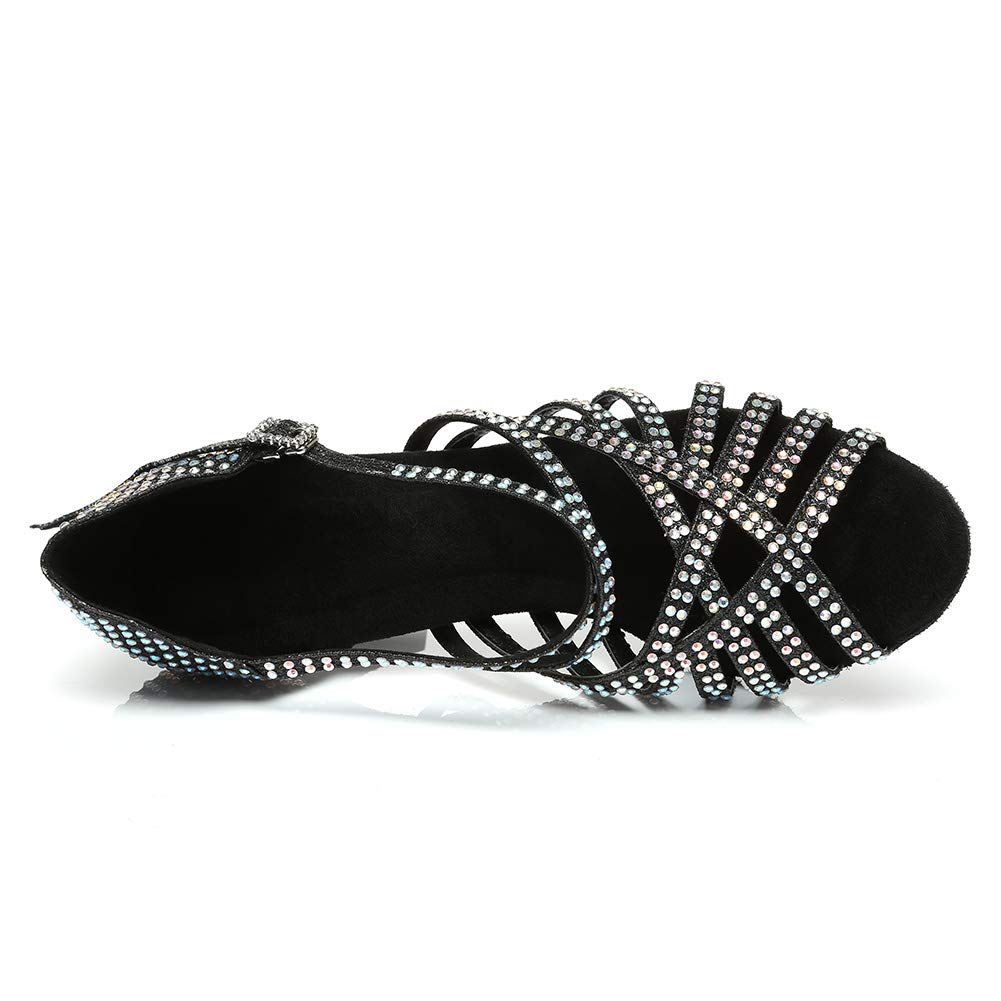 HROYL Women's Rhinestone Latin Dance Shoes for Ballroom, Salsa & Performance - Model L467 | Perfect for Dance Competitions, Shows & Practice