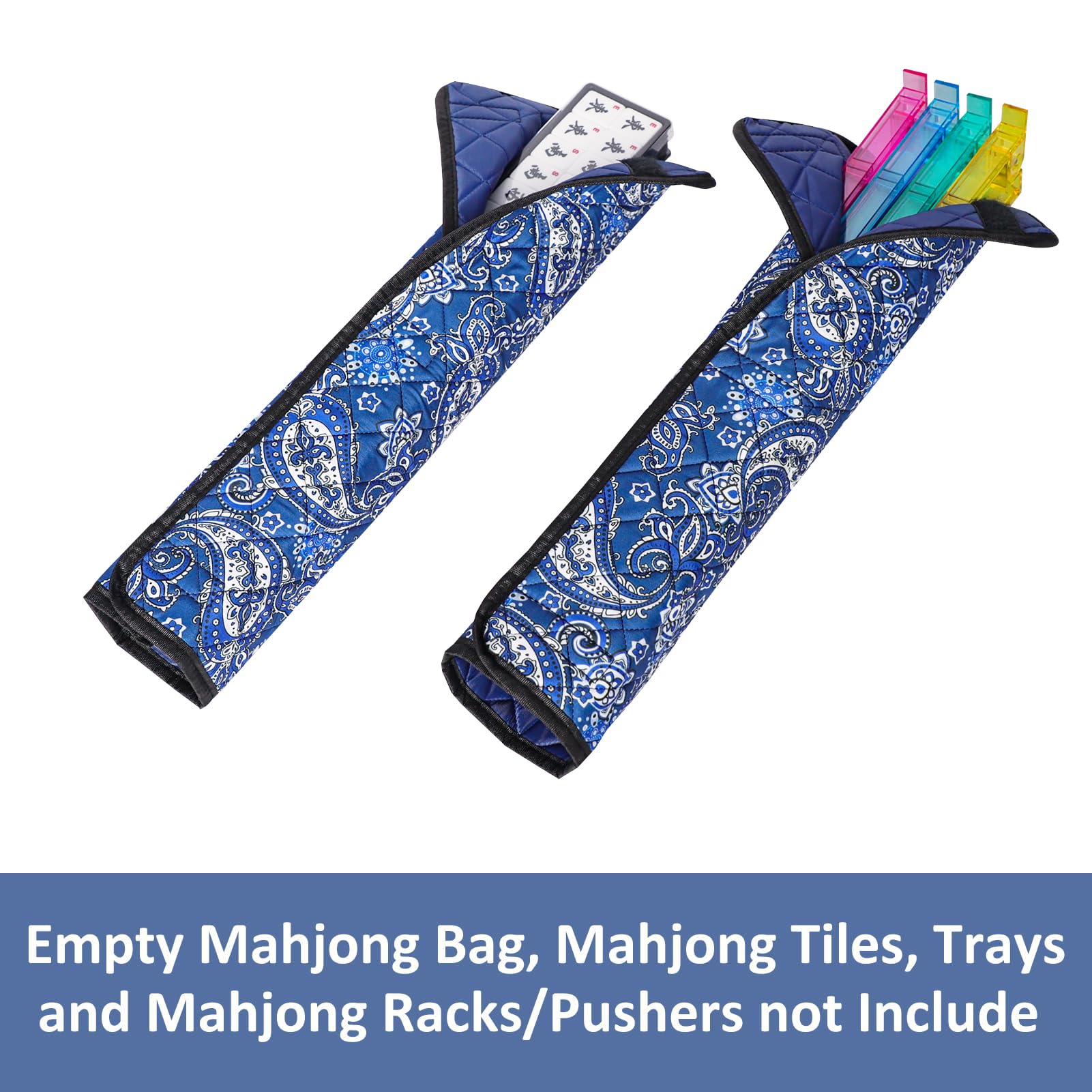 Premium Blue Printed Soft Empty Mahjong Bag for American Mahjong - Includes 2 Wrappers (Case Only, Tiles & Accessories Not Included) - Perfect for Storage, Travel & Game Nights