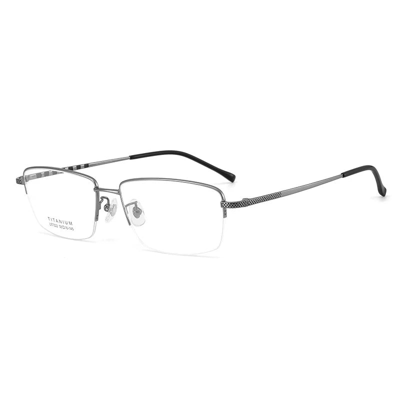 Bclear Men's Semi-Rimless Big Square Titanium Eyeglasses Frame 7822 - Lightweight Durable Glasses for Work, Reading & Fashion