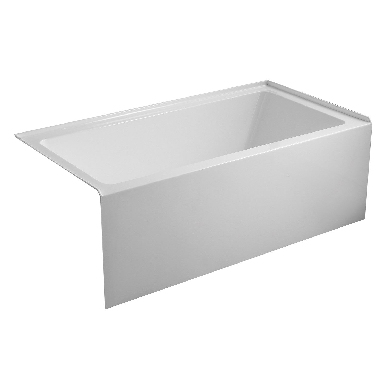 Aqua Eden VTAP6032L22C 60 Inch Acrylic Rectangular 3-Wall Alcove Bathtub with Anti-Skid Surface, Left Hand Drain, Glossy White - Perfect for Modern Bathrooms, Spa-Like Relaxation, and Family Homes
