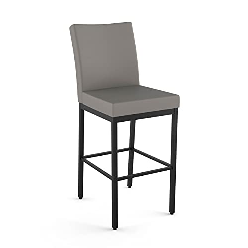 Taupe Grey Faux Leather / Black Metal