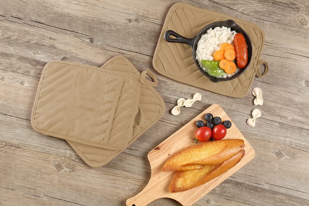 Heat Resistant Cotton Oven Pot Holder Set of 3 with Pocket - 7
