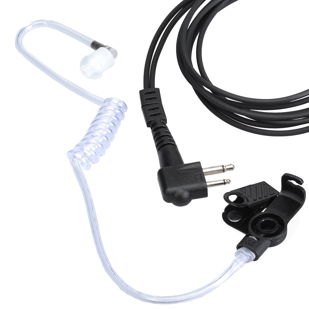 Motorola Walkie Talkie Earpiece with Microphone - 2 Pin Acoustic Tube Headset for CP200 GP2000 CLS1410 CLS1450 CLS1100 - Hands-Free Communication for Security, Construction & Event Staff (1 Pack)