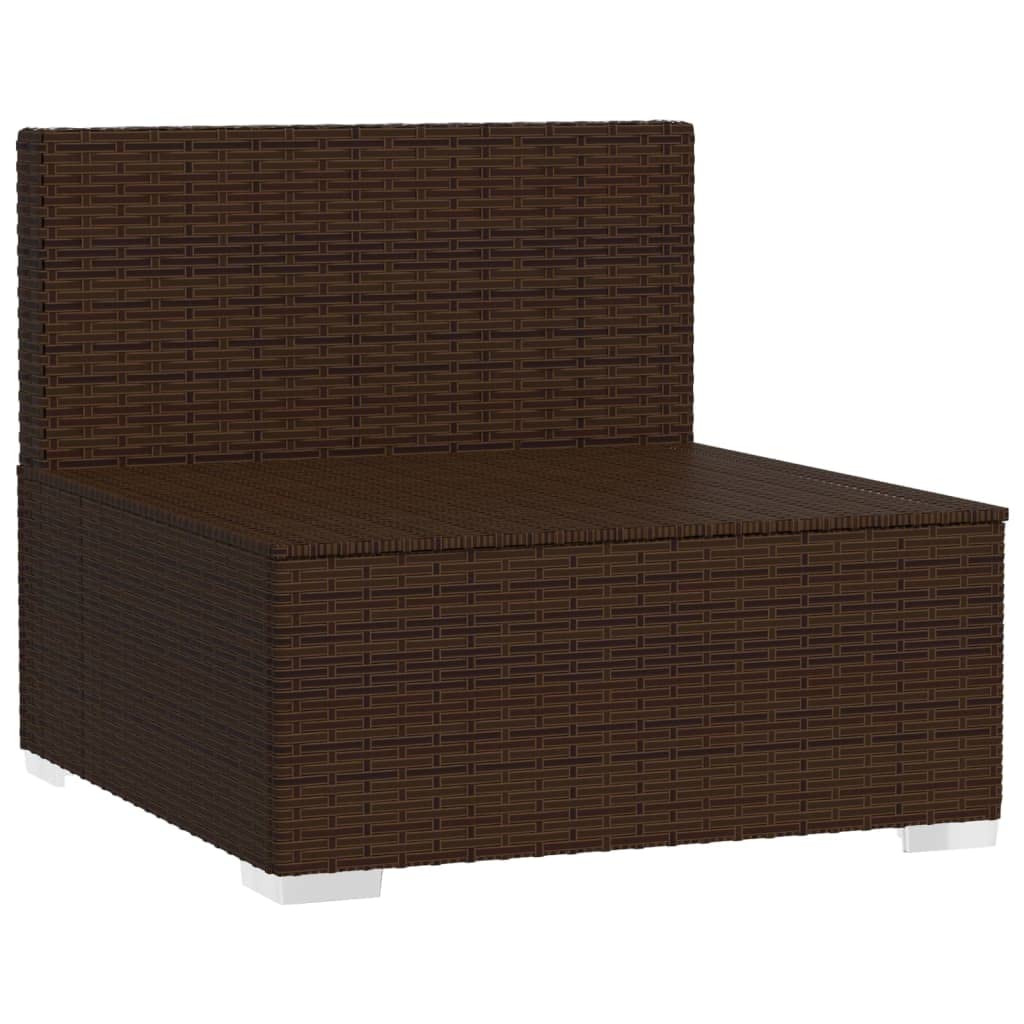 4-Seater Patio Sofa Set with Cushions - PE Rattan & Steel Frame Outdoor Furniture - Weather-Resistant Brown & Cinnamon Red Sofa for Garden, Deck, Poolside or Backyard Relaxation