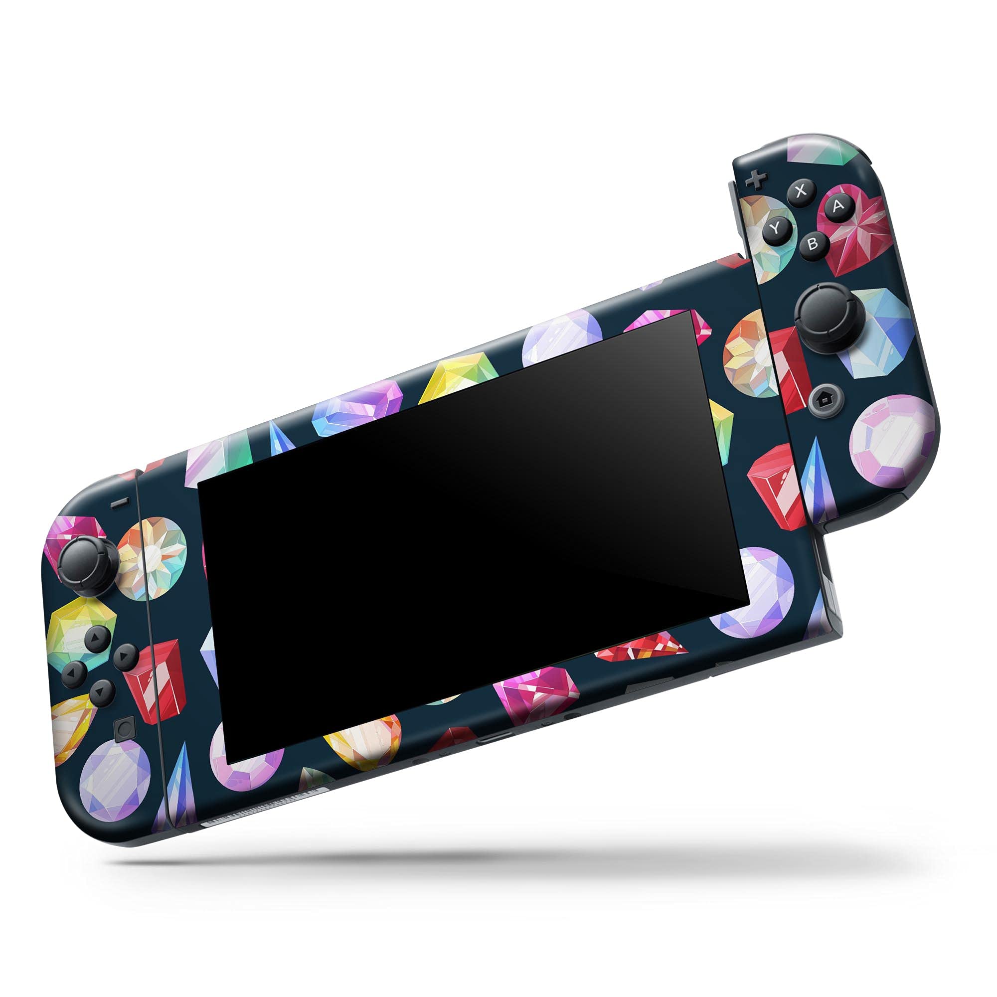 Nintendo Switch & Joy-Con Skin Decal - Scratch-Resistant Removable Vinyl Wrap Cover with Colorful Vector Gems - Perfect for Gaming Protection & Customization