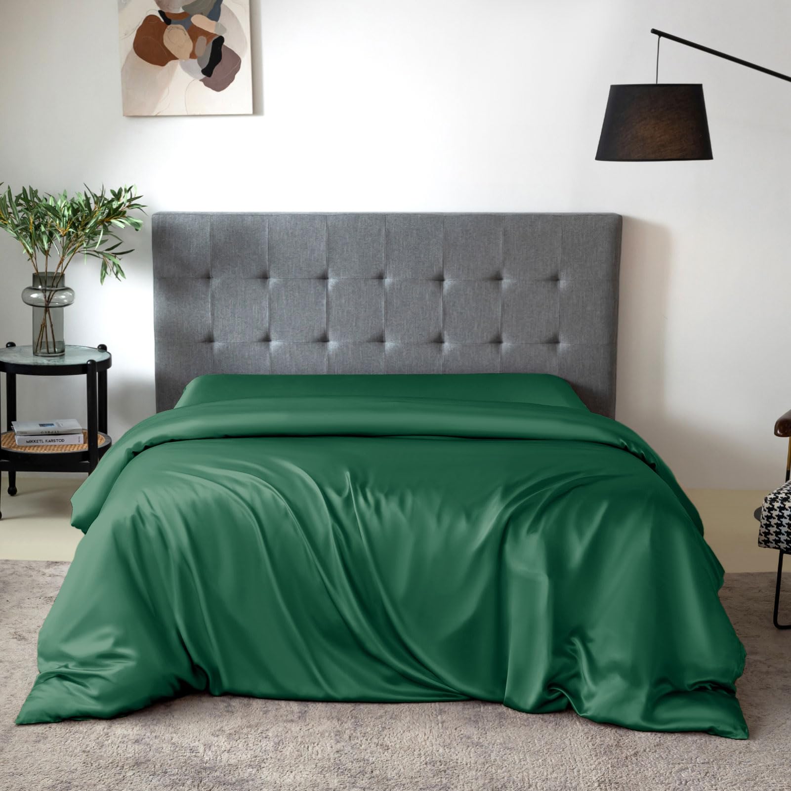 Premium 100% 7A+ Mulberry Silk Duvet Cover - Seamless & Breathable Luxury Bedding with Easy Care Zipper Closure (Full Size, Emerald Green) | Perfect for Allergy Relief, Temperature Regulation & Luxurious Sleep Experience