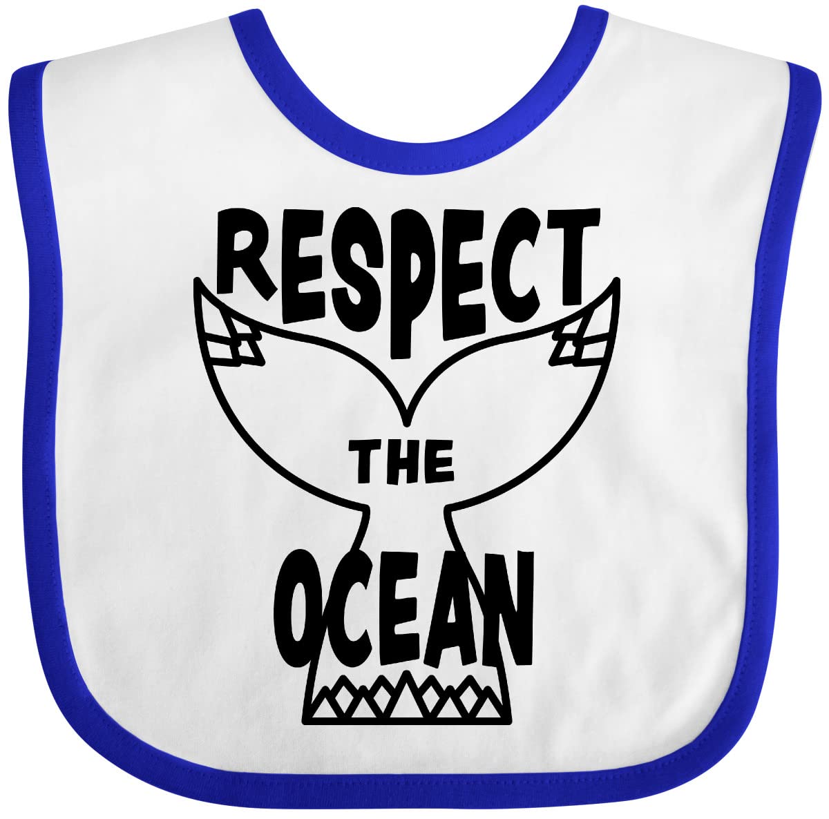 Inktastic Respect the Ocean with Whale Tail Baby Bib - Soft Organic Cotton Drool Bib for Newborns & Infants - Perfect for Beach Trips, Pool Days & Ocean-Themed Nursery Decor