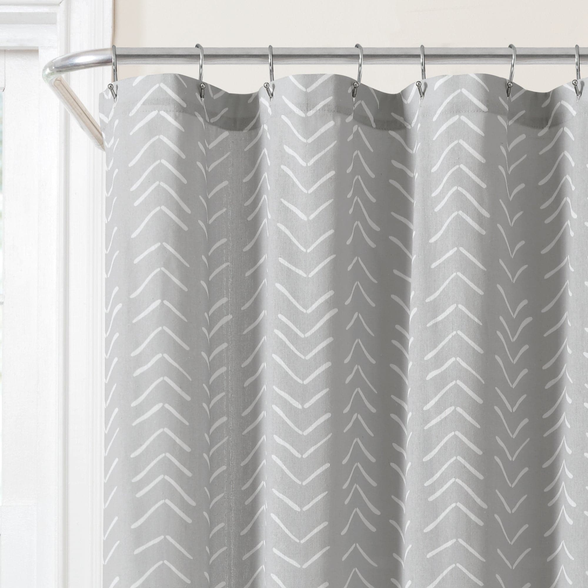Hygge Modern Arrow Faux Linen Shower Curtain - Waterproof Bathroom Decor for Spa-Like Relaxation