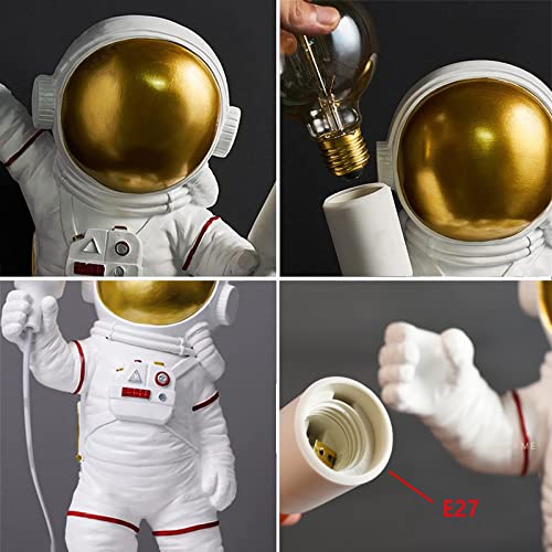 Astronaut LED Desk & Wall Lamp for Kids - Plug-in Night Light with Switch, E27 Bulb, White Modern Decor for Boys & Girls Bedroom - Perfect for Study, Reading & Nursery Room Lighting