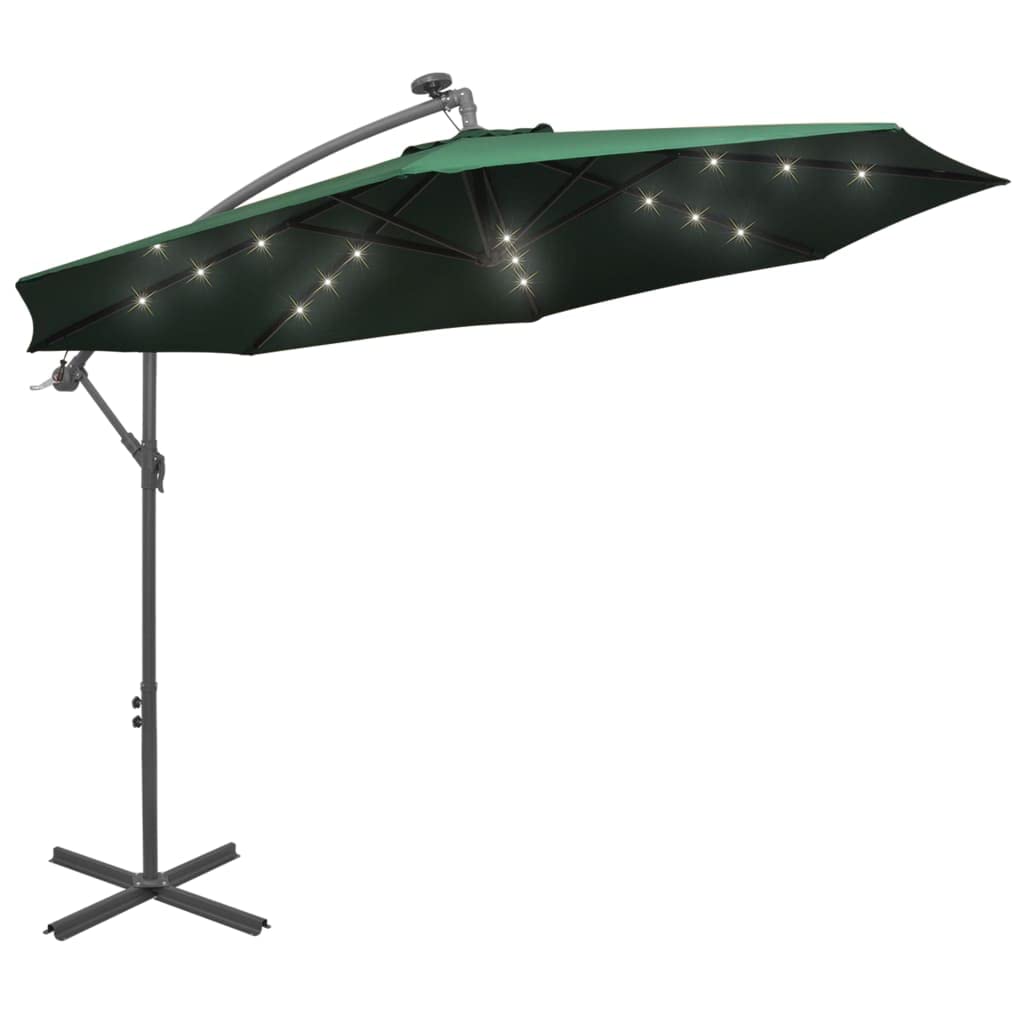 LED Hanging Patio Umbrella with Metal Pole - 118.1