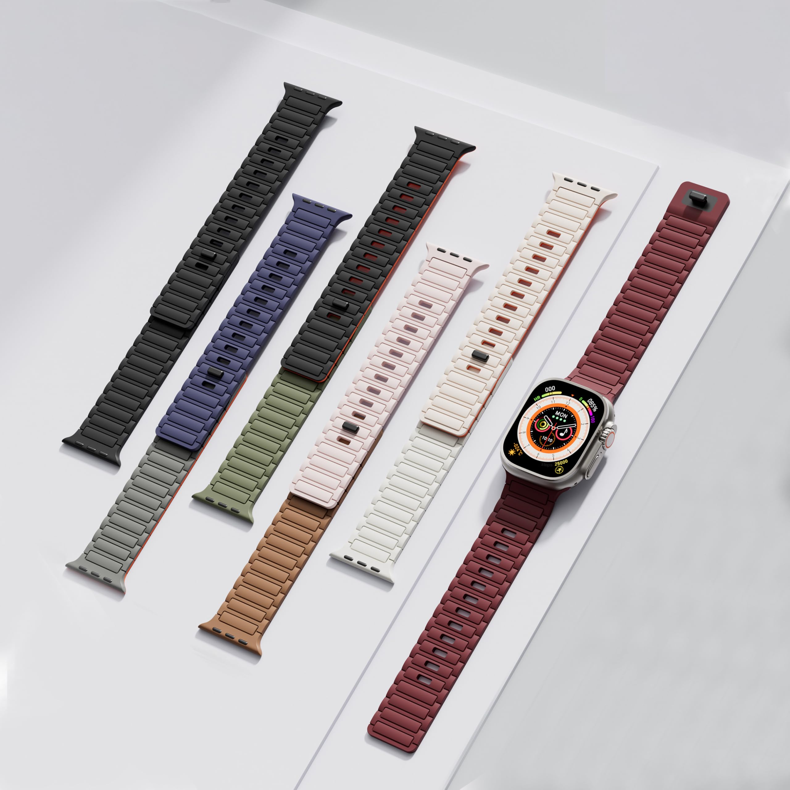 Magnetic Sport Band for Apple Watch Ultra/Series 10/9/8/7/6/5/4/3/SE/2nd - Compatible with 49mm/45mm/46mm/44mm/42mm/41mm/40mm/38mm - Soft Silicone Loop Strap for Men & Women - Perfect for Gym, Running & Everyday Wear