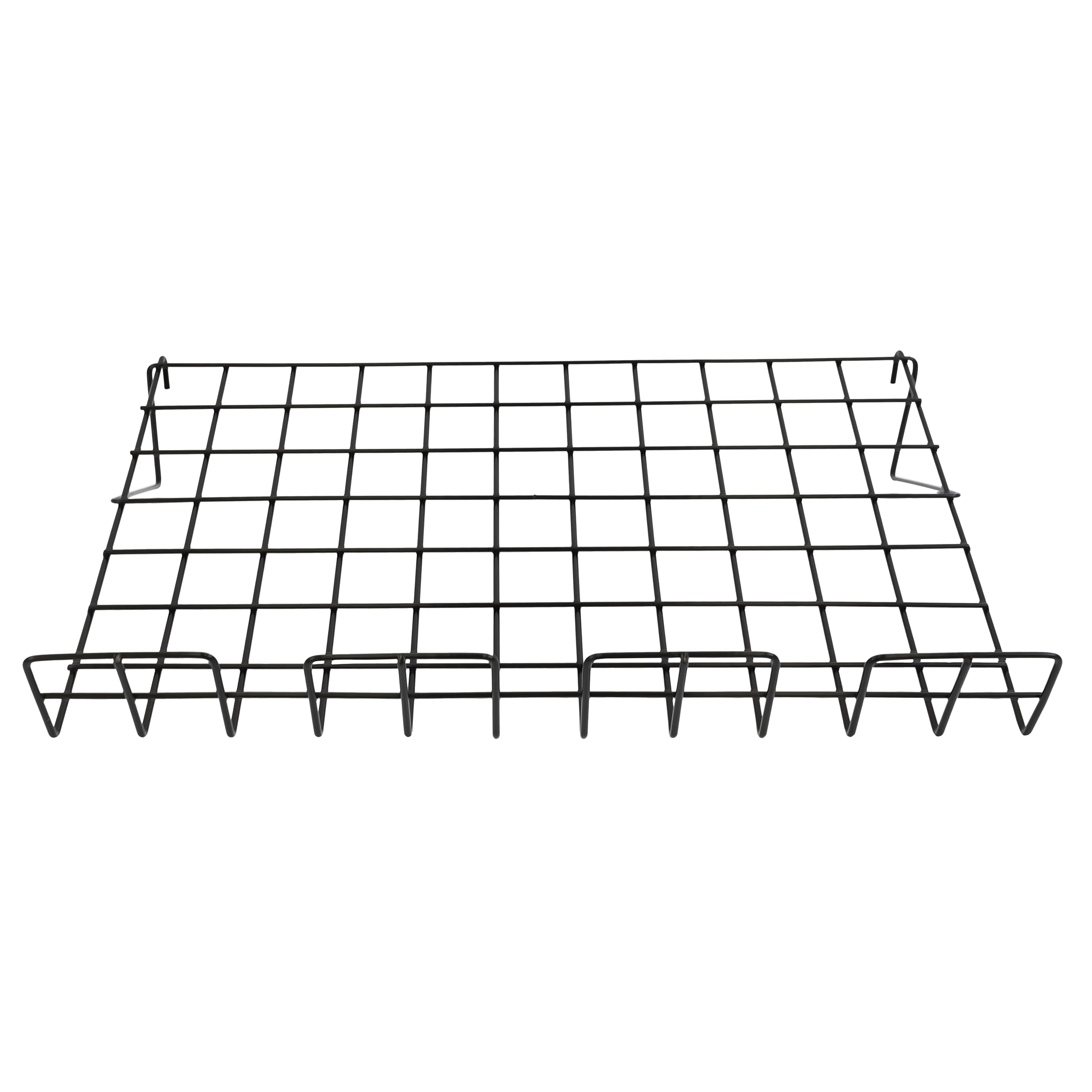 Slanted Metal Shelf with 3” High Front Lip for Grid-Wall & Grid-Panels - 22”W x 15”D, 1/4” Thick Steel Wire (6-Pack, Black) | Retail Display Shelving for Stores, Boutiques & Warehouse Organization