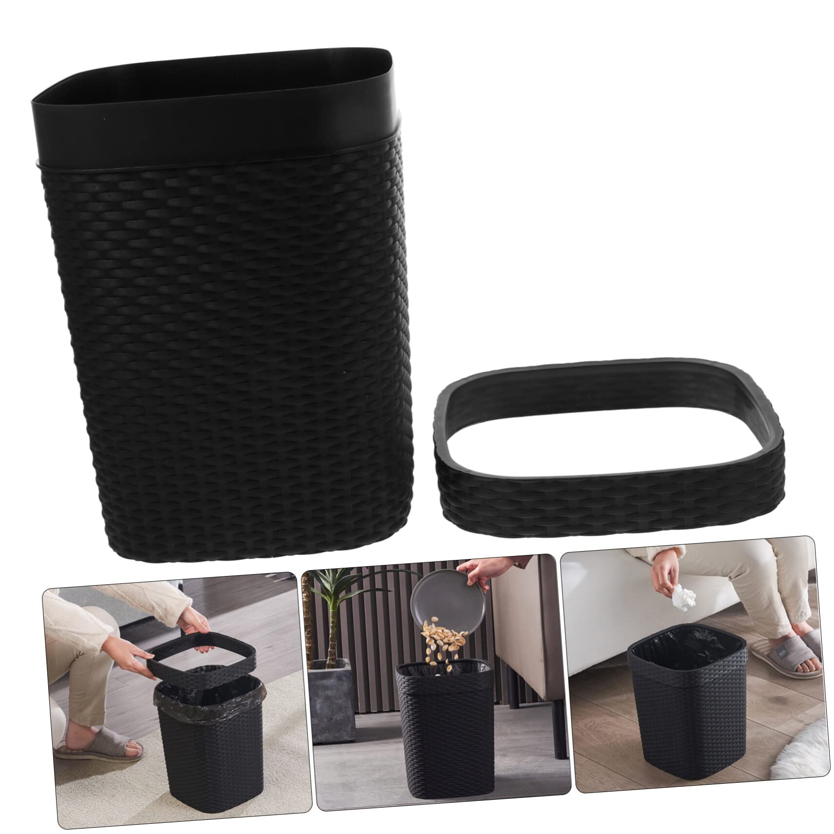 Operitacx Woven Waste Basket - 5L Plastic Trash Can for Home & Office Use | Eco-Friendly Small Garbage Bin for Desk, Bathroom, Kitchen & Bedroom | Modern Home Organization Accessory