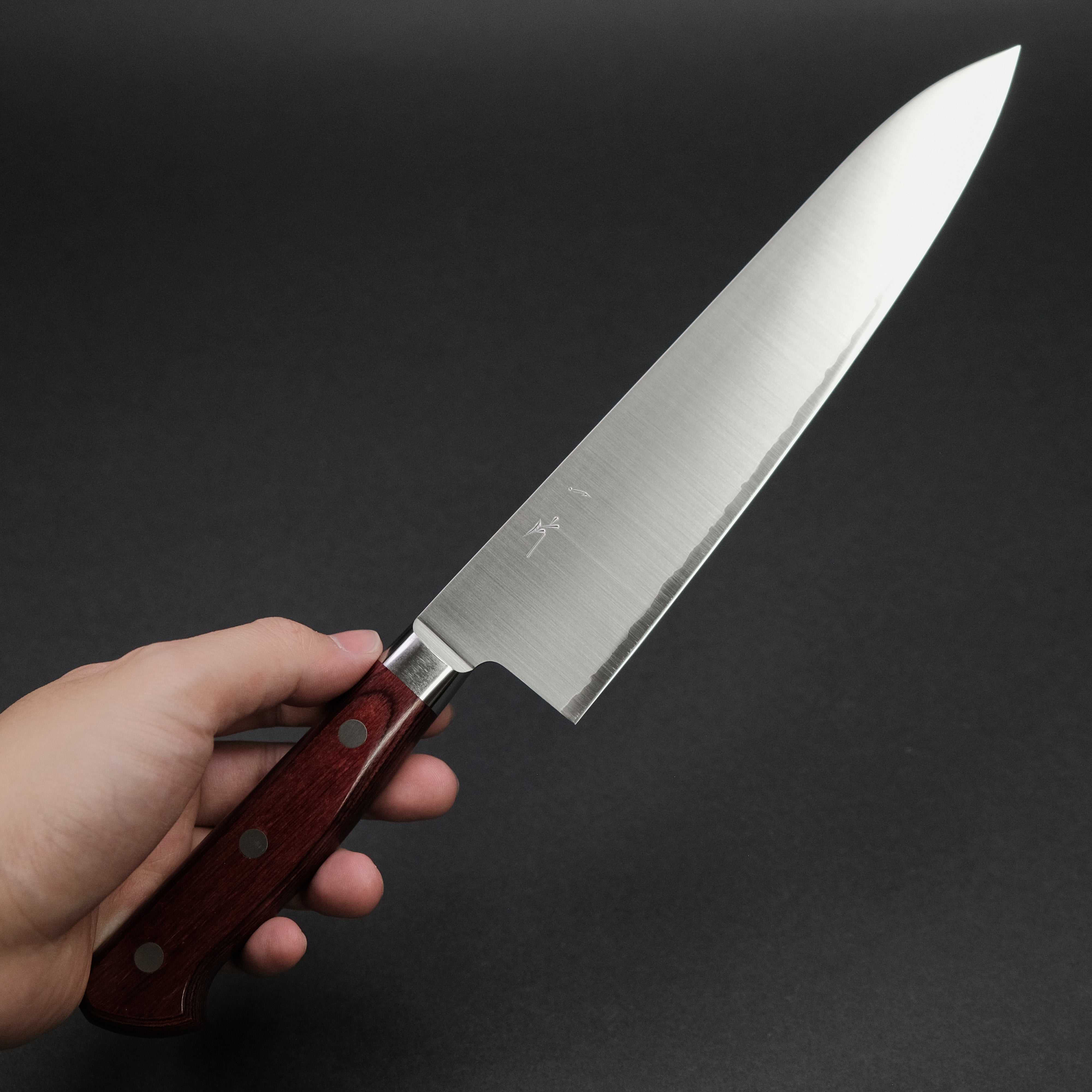 Hitohira TP Gyuto 210mm Japanese Chef Knife with Wine Pakka Handle - Professional Kitchen Knife for Slicing, Dicing & Meat Cutting