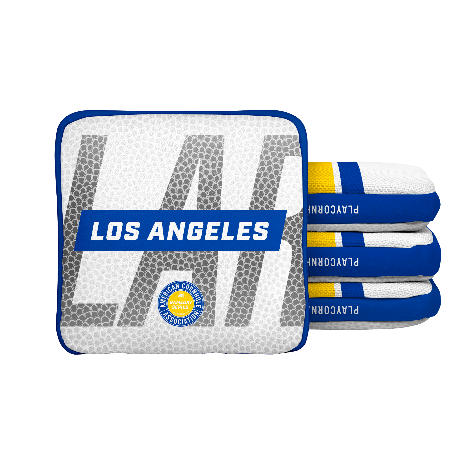 LAR Football Gameday Stripes Synergy Edge Cornhole Bags - Premium Bean Bags for Tailgating, Backyard Games & Outdoor Parties (Set of 8)