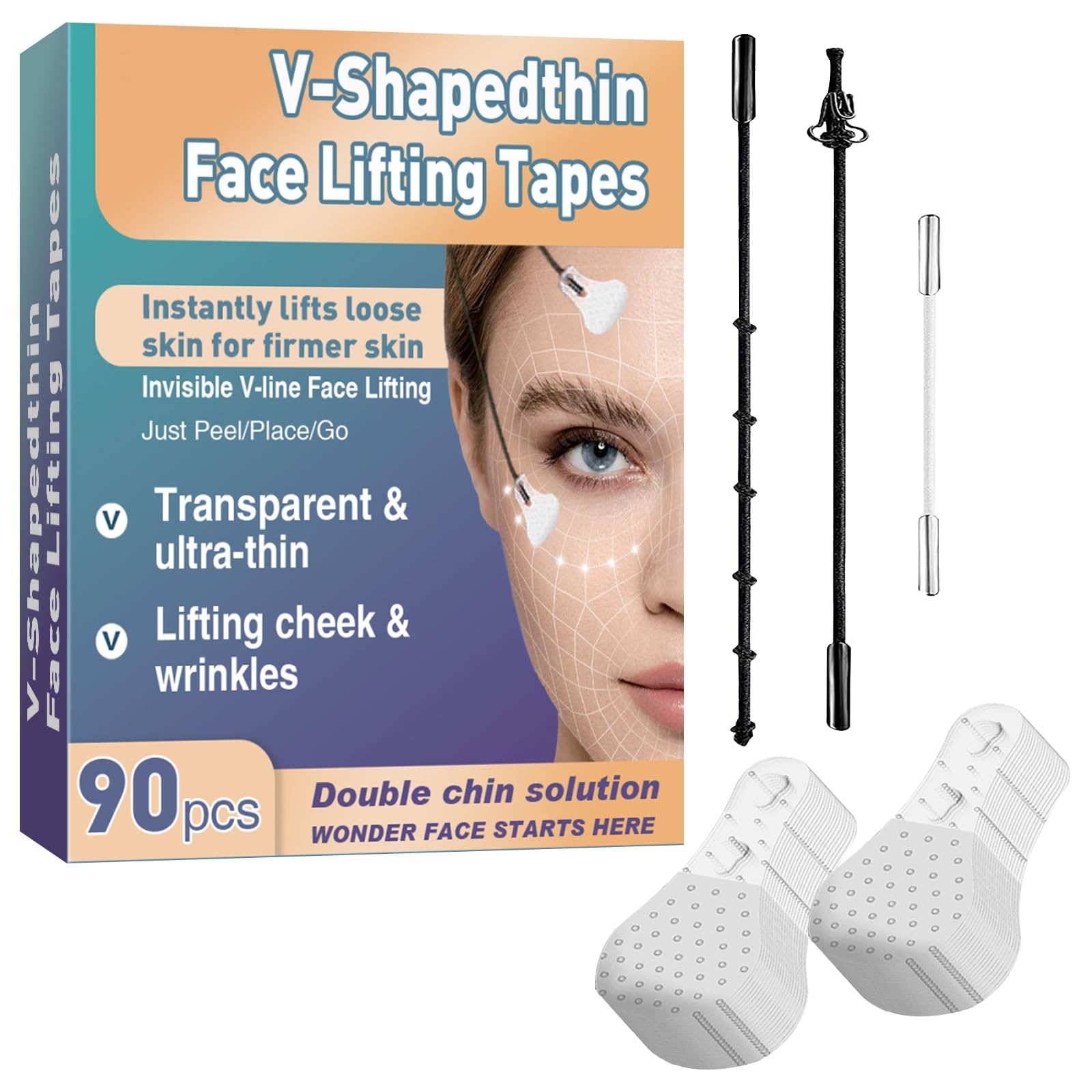 Face Lift Tape 90pcs - Anti-Wrinkle & Skin Tightening for Face, Neck, Eyes - Perfect for Makeup & Special Events