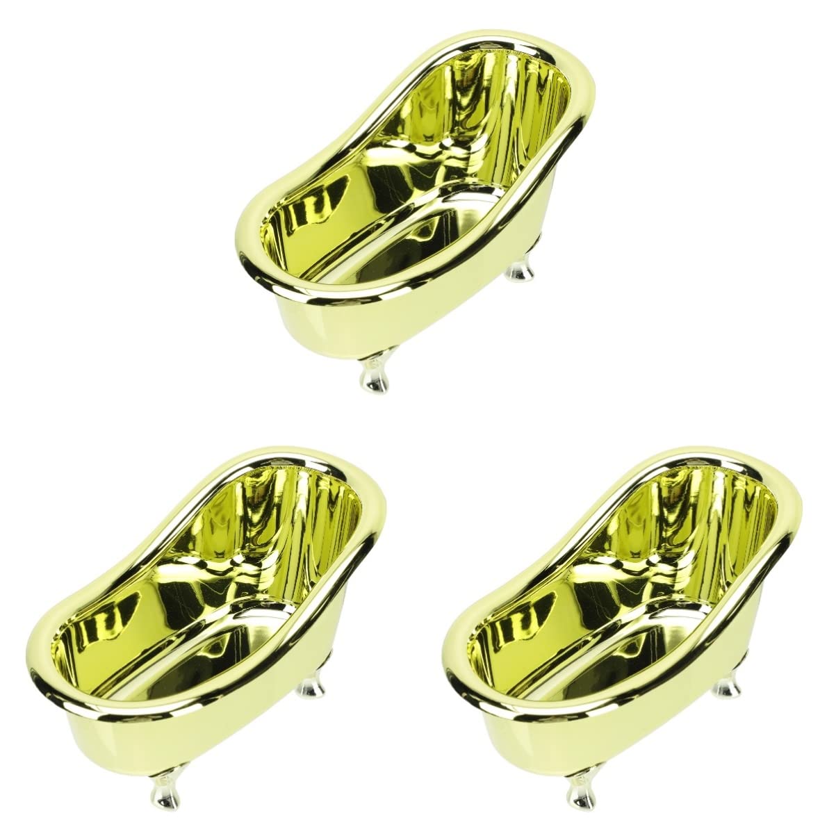 FRCOLOR 3-Piece Kids Jewelry Organizer Set - Bathtub-Shaped Earring Storage Box, Mini Desktop Organizer & Travel Tray for Girls (Gold) | Perfect for Bedroom Decor, Bathroom Storage & Travel Accessories