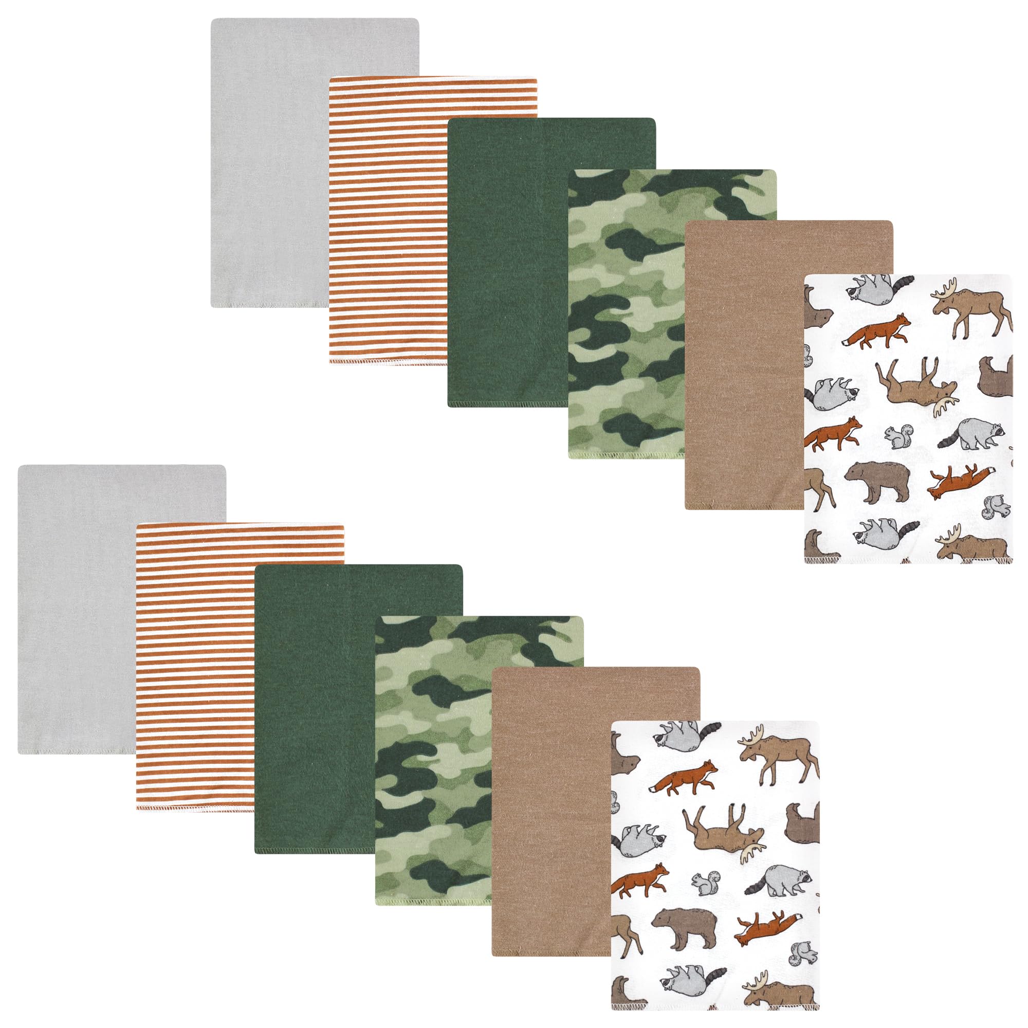 Hudson Baby Unisex Cotton Flannel Burp Cloths Bundle - Animal Adventure Print, Soft & Absorbent for Newborns & Infants - Perfect for Feeding, Spit-Up & Messy Moments
