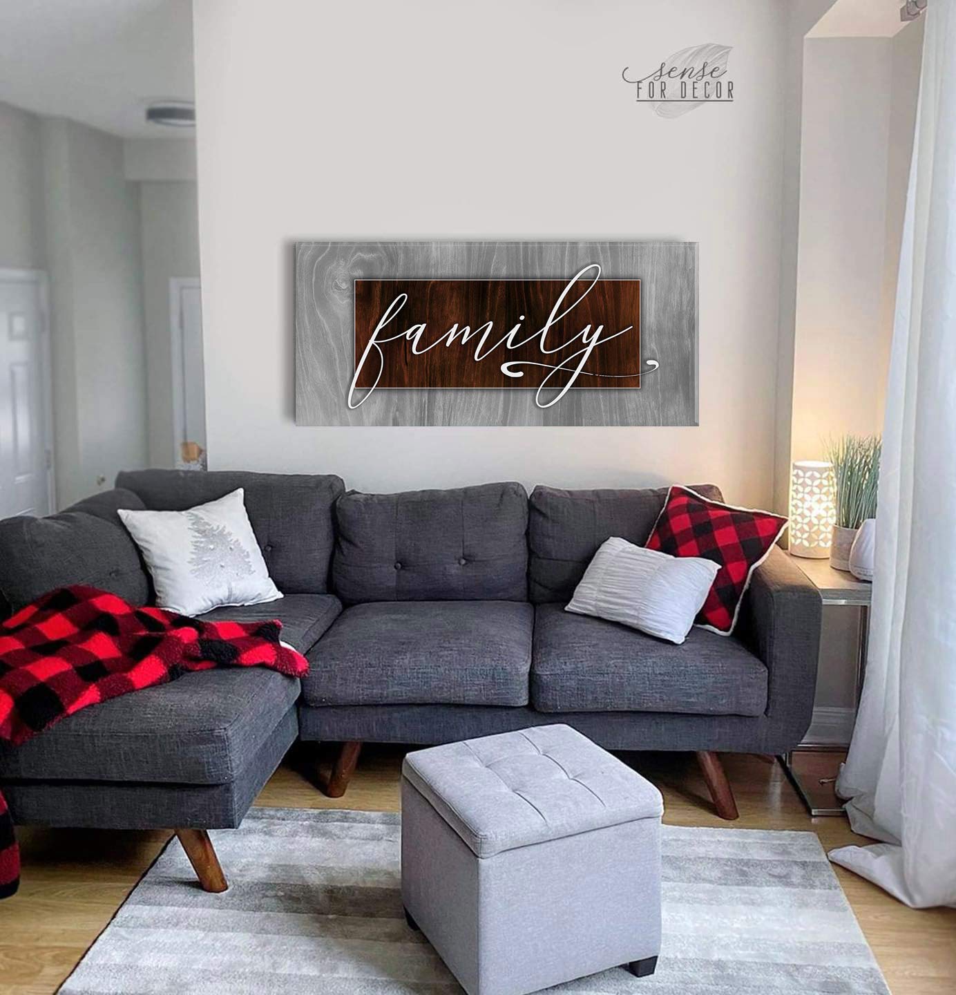 Farmhouse Family Sign - Rustic Wooden Wall Decor for Living Room, 60x27 Inch Brown Hanging Plaque | Perfect for Home Entryway, Dining Room & Cozy Farmhouse Style Interior Design