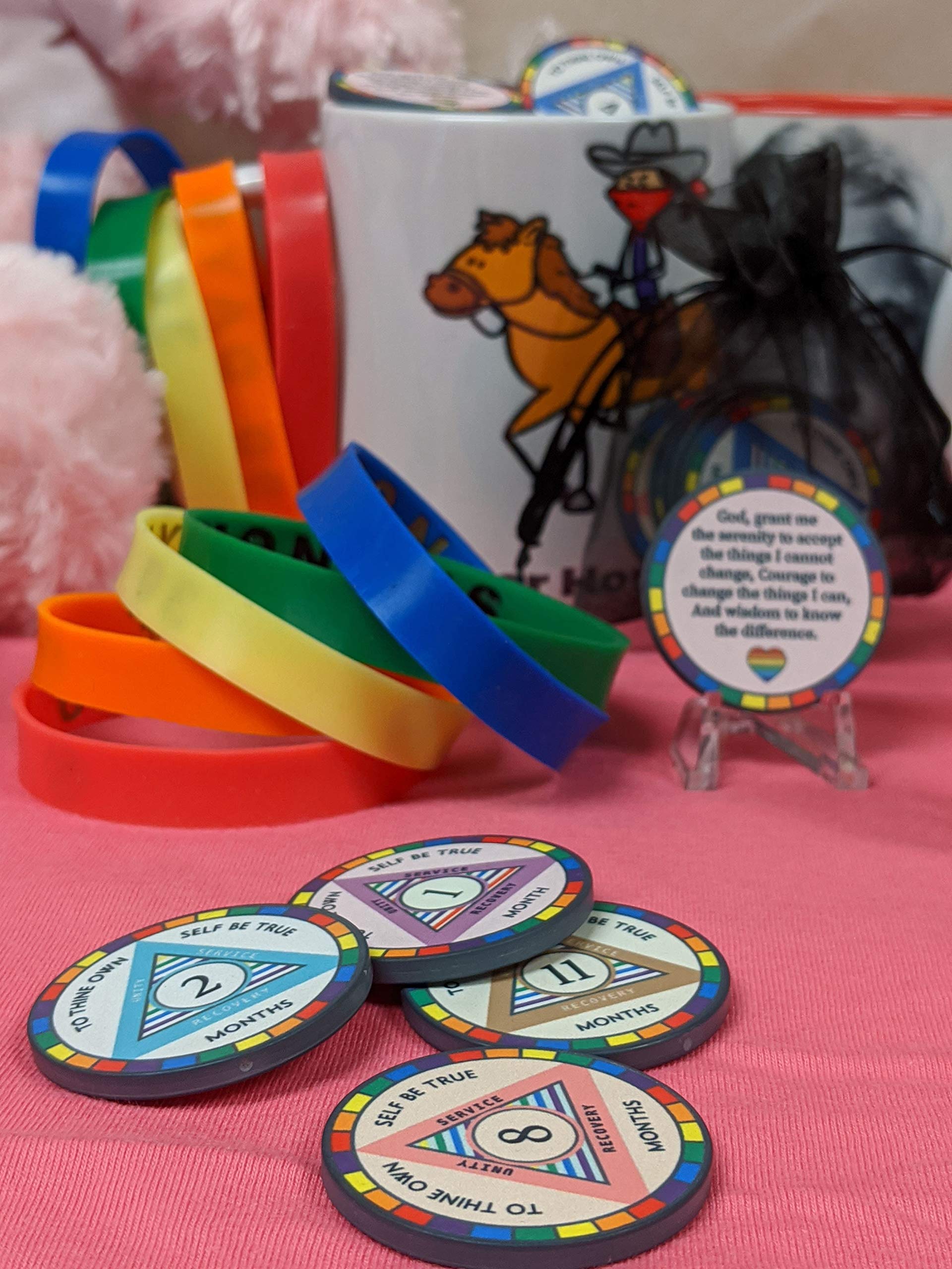 MYRECOVERYSTORE WY5 Rainbow AA Monthly Sobriety Chip (1-11 Months) - 5 Month Anniversary Token for Alcoholics Anonymous Recovery - Perfect for AA Meetings, Sobriety Milestones & Support Group Gifts
