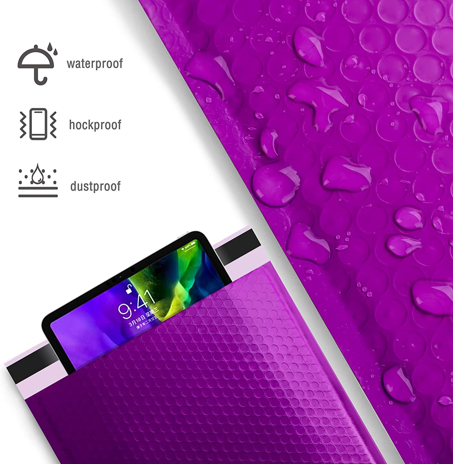 10.5x16 Inch Purple Bubble Mailer Padded Envelope for Shipping, Mailing & Packaging - Waterproof & Tear-Resistant for Ecommerce, Small Business & Online Sellers