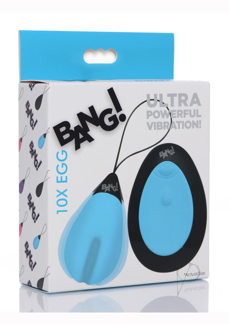 10X Rechargeable Silicone Vibrating Egg with Remote Control - Blue | Wireless Adult Toy for Couples Play & Solo Pleasure | Waterproof & Quiet for Discreet Use in Bedroom or Travel