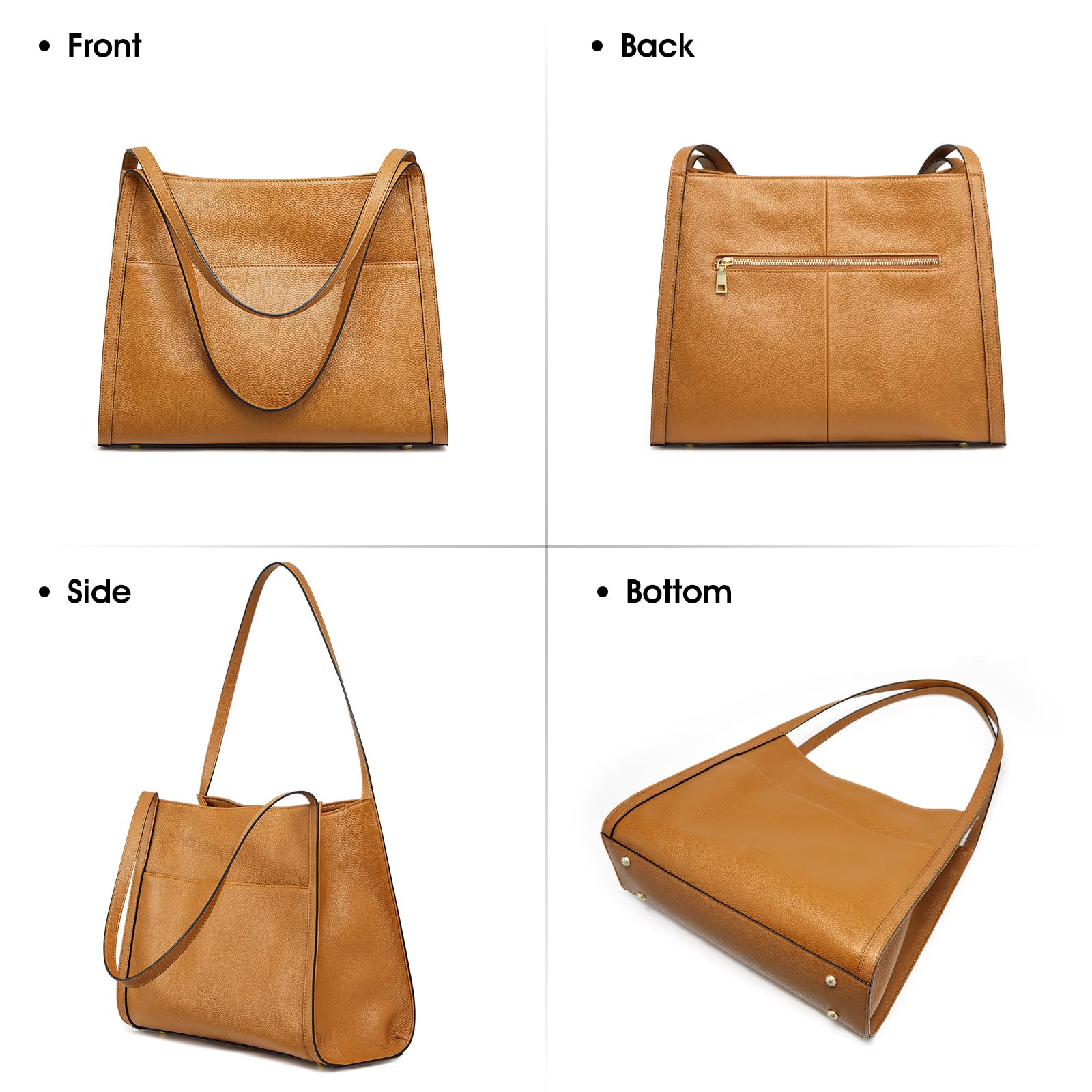 Kattee Genuine Leather Tote Bags for Women - Soft Vegan Leather Shoulder Purse Handbag - Perfect for Work, Travel & Everyday Use