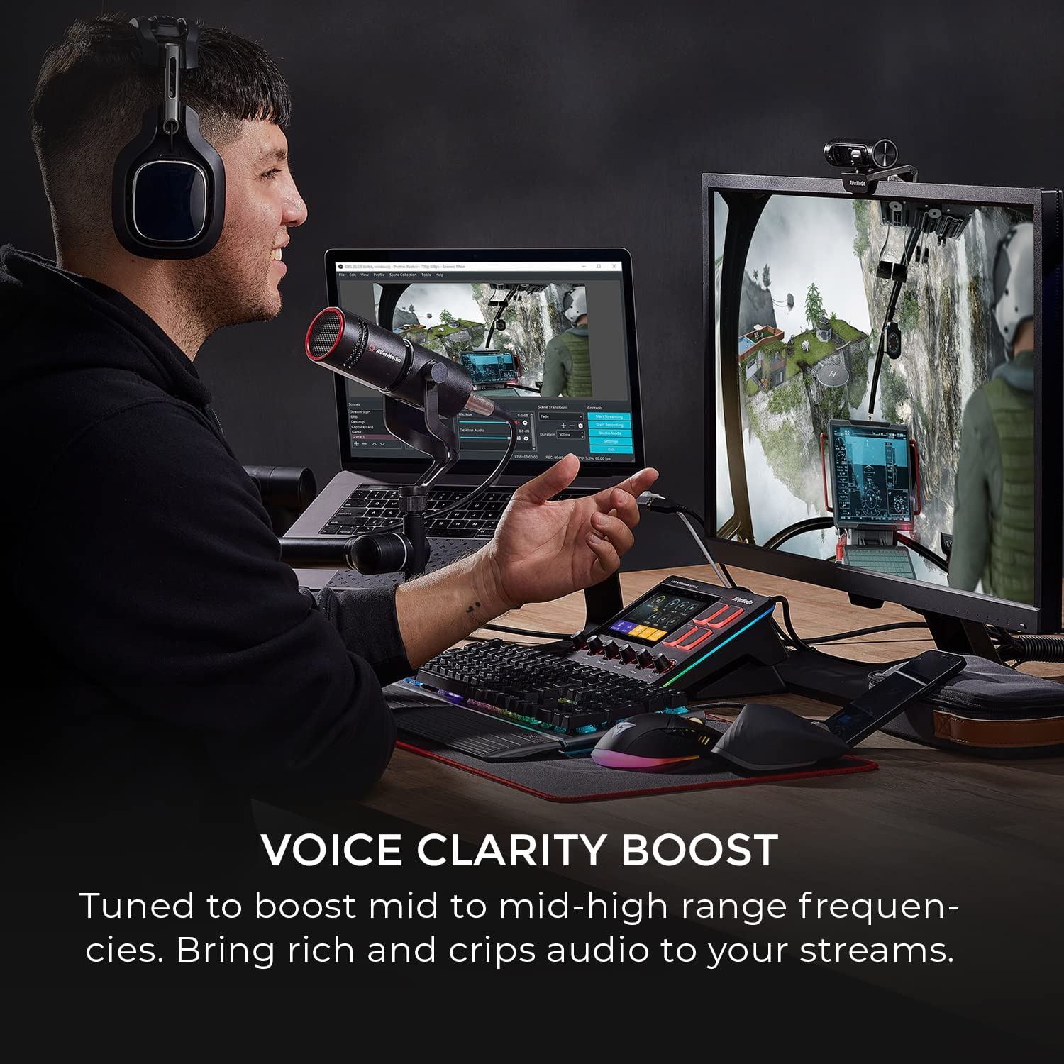 AVerMedia Live Streamer AX310 Creator's Control Center & MIC 330 Dynamic Microphone Bundle - Professional Streaming Setup for Twitch, YouTube & Podcasting | Perfect for Gamers, Content Creators & Broadcasters