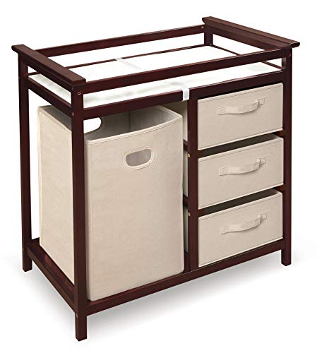 Modern Baby Changing Table with Storage & Hamper for Nursery Organization