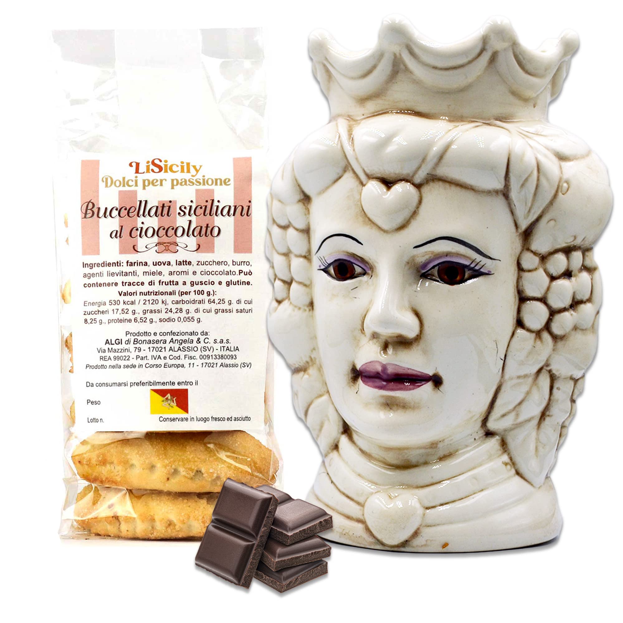LiSicily - Handmade Chocolate Buccellati Biscotti (500g) - Artisan Italian Shortbread Filled with Chocolate | 100% Natural Ingredients | Perfect for Gifts, Coffee Pairing & Holiday Treats