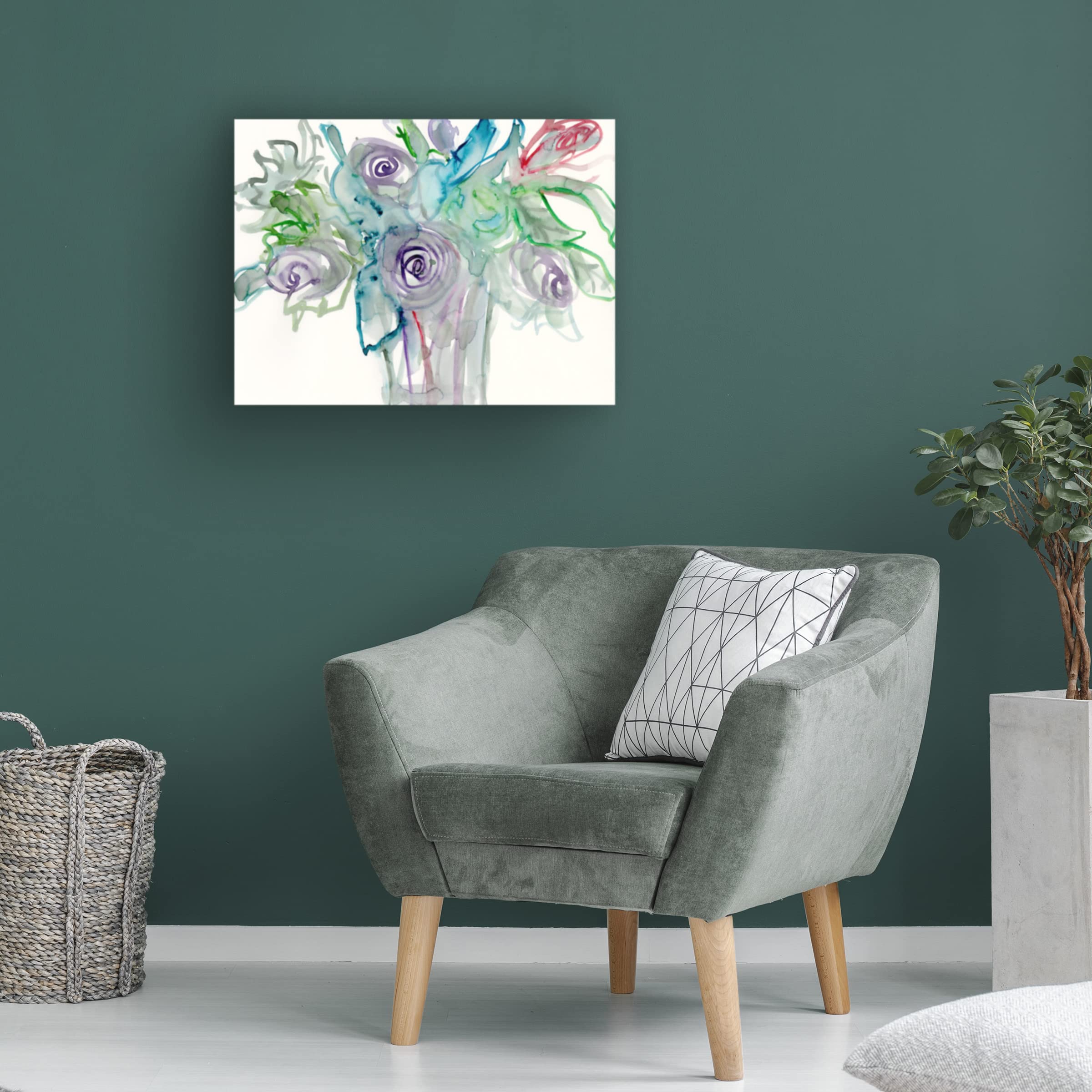 Samuel Dixon 'Floral Accent II' Canvas Wall Art Print - Modern Botanical Home Decor for Living Room, Bedroom & Office
