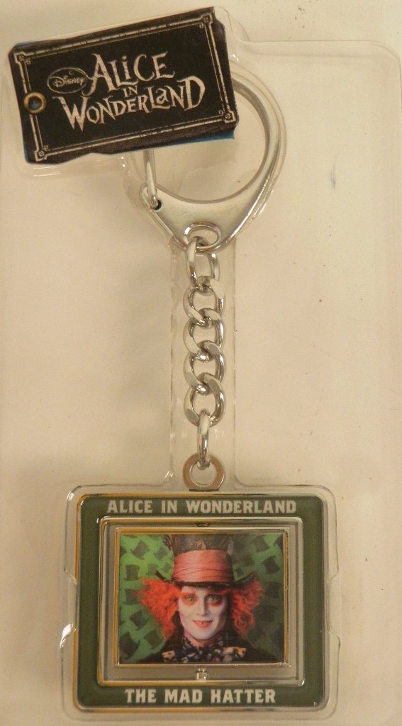 Disney Alice in Wonderland Spinner Keychain - Mad Hatter & White Rabbit Character Key Ring for Backpacks, Bags & Gifts