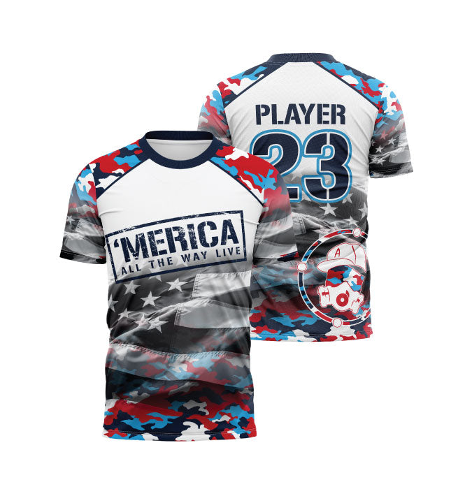 USA Patriotic Men's Full Dye Jersey - Comfortable American Flag Print Baseball Shirt for Sports, Casual Wear & 4th of July Celebrations