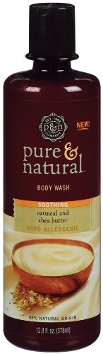 Pure & Natural Soothing Oatmeal & Shea Butter Body Wash for Dry Sensitive Skin - 12.8 oz Hydrating Shower Gel for Daily Moisturizing & Relaxation