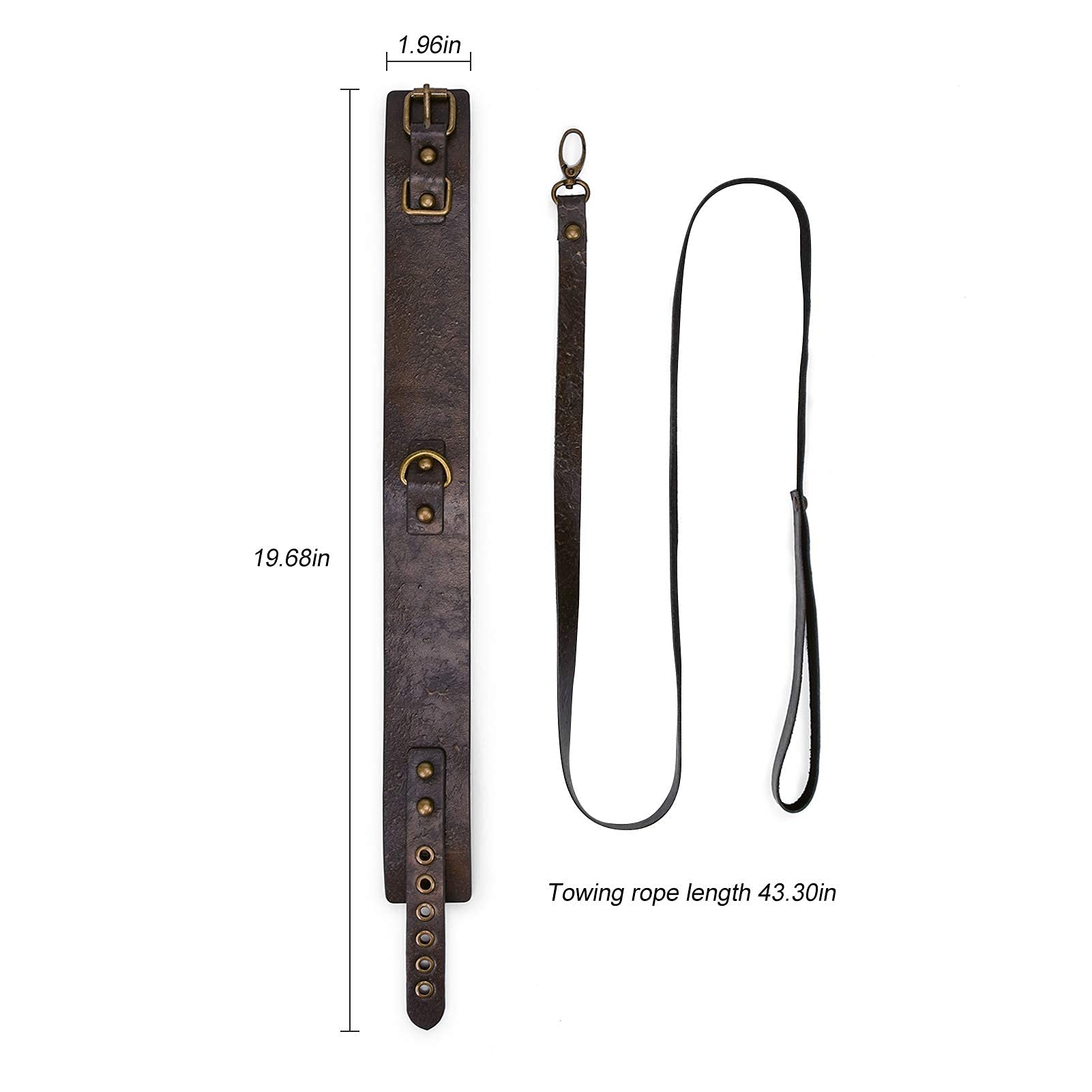 BDSM Leather Collar with Leash Set - Adjustable Locking Bondage Gear for Men & Women - Perfect for Couples Play, Roleplay, and BDSM Scenes