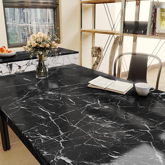 YENHOME Black Marble Peel and Stick Contact Paper - 17.7