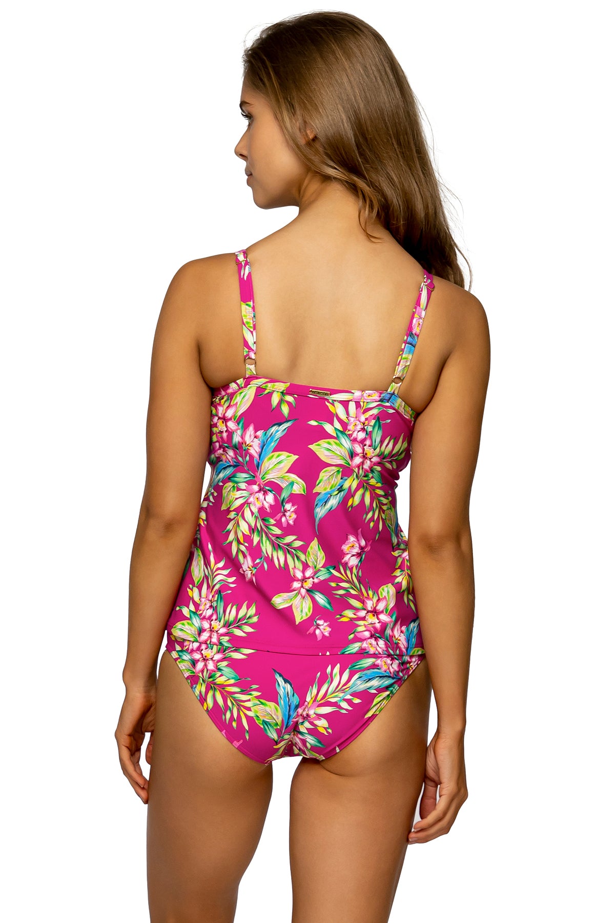Forever Tankini Orchid Oasis - Women's Floral Print Swimwear Top with Built-in Bra | Perfect for Beach Vacations, Pool Parties & Summer Getaways