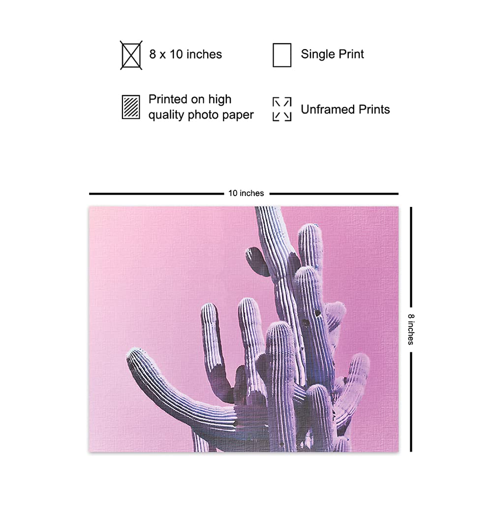 Cactus Wall Art - Modern Pink Saguaro Desert Decor for Bedroom & Living Room - Sonoran Desert Pop Art Home Decor - Unique Wall Hangings for Women's Spaces