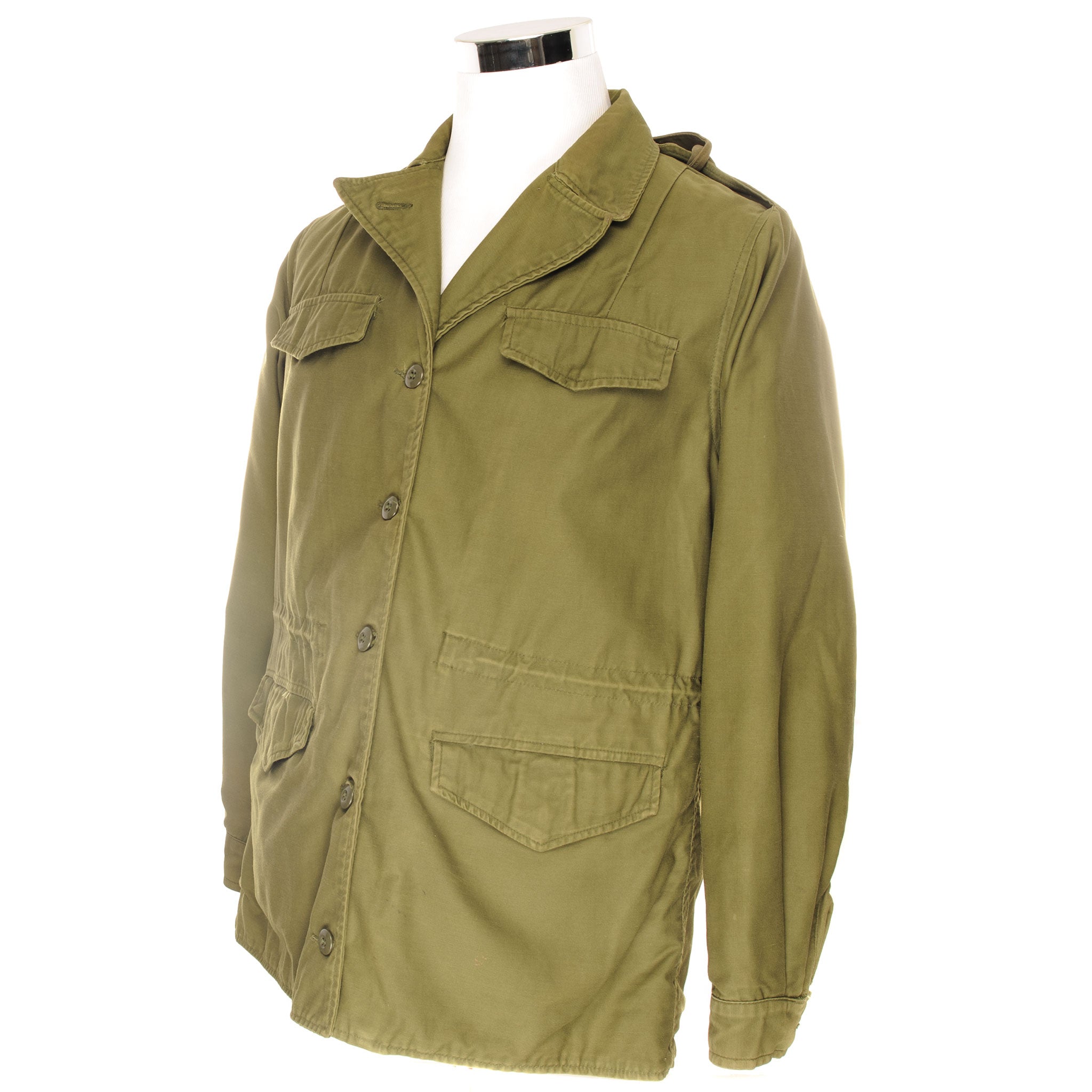 Vintage US Army M-1943 M43 Field Jacket with Hood - 1970s Military Surplus - Women's Size 14L - Outdoor Hiking & Camping Gear
