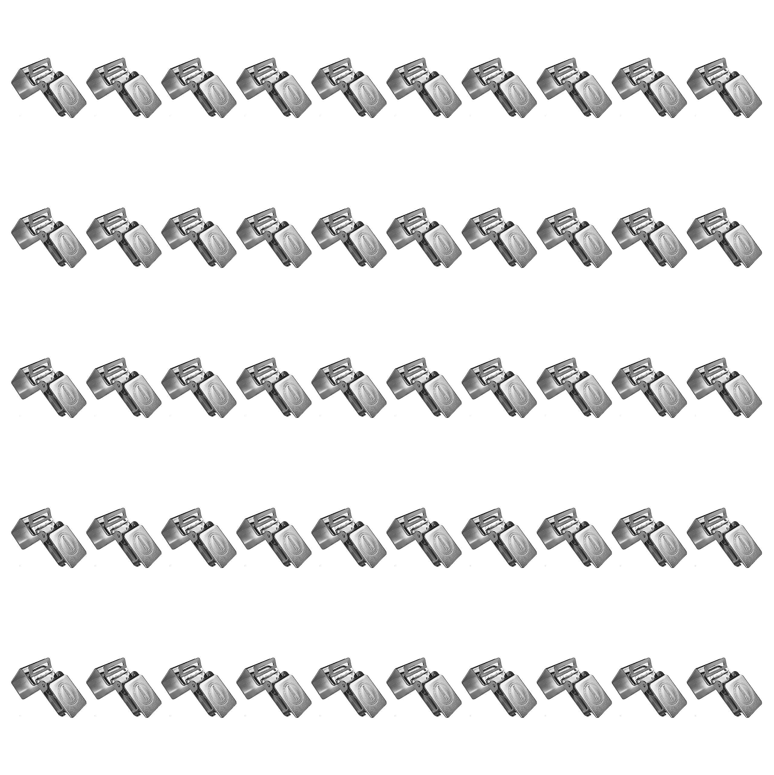 Heavy Duty Alligator Rug Clips for Securing Large Rugs on Display Racks & Arms - Fits 1 Inch Square Rods - Silver (50 Pack) - Perfect for Rug Stores, Trade Shows & Home Decor Displays