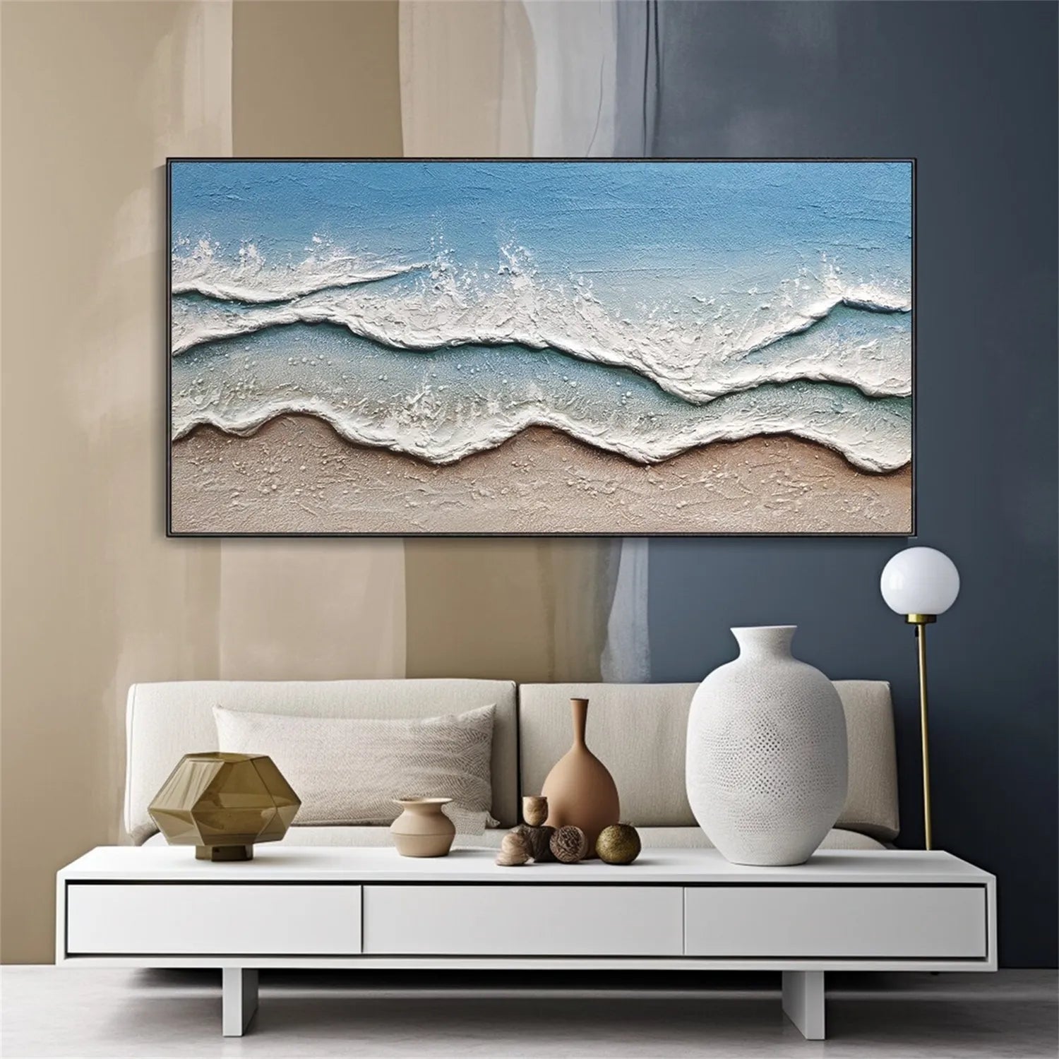 Ocean And Sky Painting #OS 168 - Handmade Canvas Wall Art for Home & Office Decor - Perfect for Living Room, Bedroom or Gift