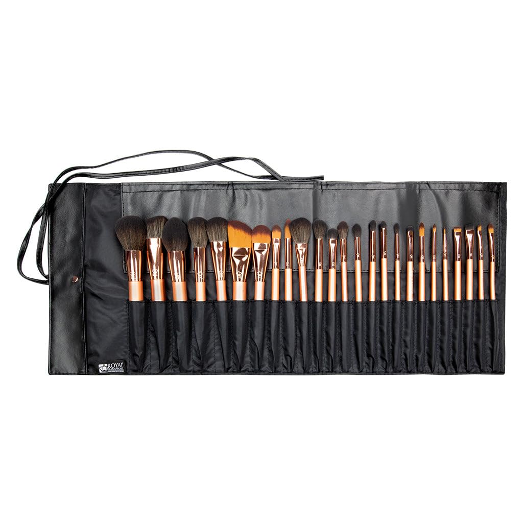 OMNIA Rose Gold 26-Piece Complete Makeup Brush Set with Travel Case - Professional Powder, Foundation, Eyeshadow & Lip Brushes for Flawless Makeup Application | Perfect for Home Use, Travel & Professional Makeup Artists