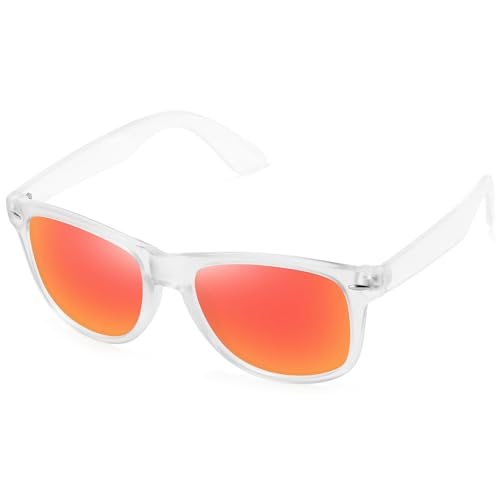 S1-matte Clear Frame/Red Mirrored Lens