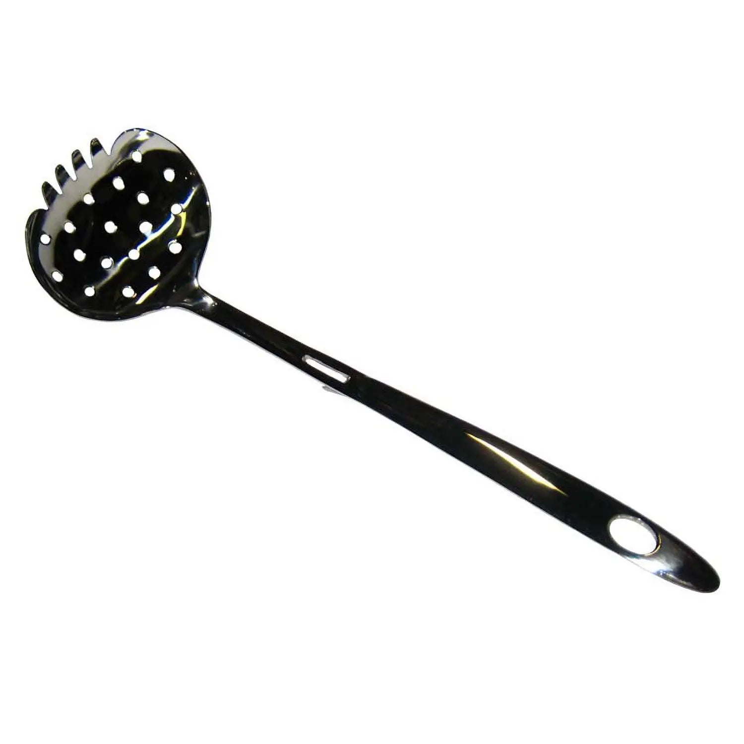 Premium EBM Stainless Steel Perforated Fork Ladle - 12 Inch Slotted Spoon for Cooking, Serving Pasta, Salad, and Deep Frying - Durable Kitchen Utensil for Restaurants & Home Chefs