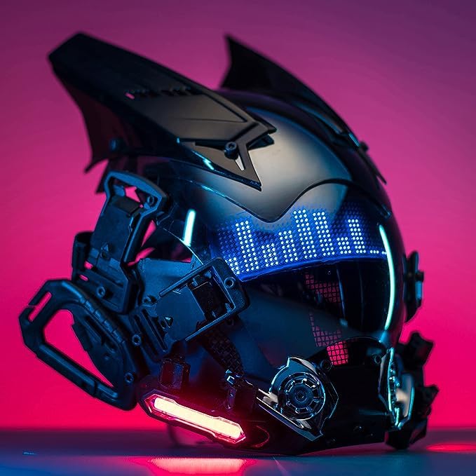 Cyberpunk LED Mask Helmet for Adults - Futuristic Techwear Mask with LED Lights for Halloween Cosplay, Gothic Costume Accessory, Steampunk Rave Party Gear - Perfect for Cyberpunk 2077 Cosplay, Rave Parties & Futuristic Fashion