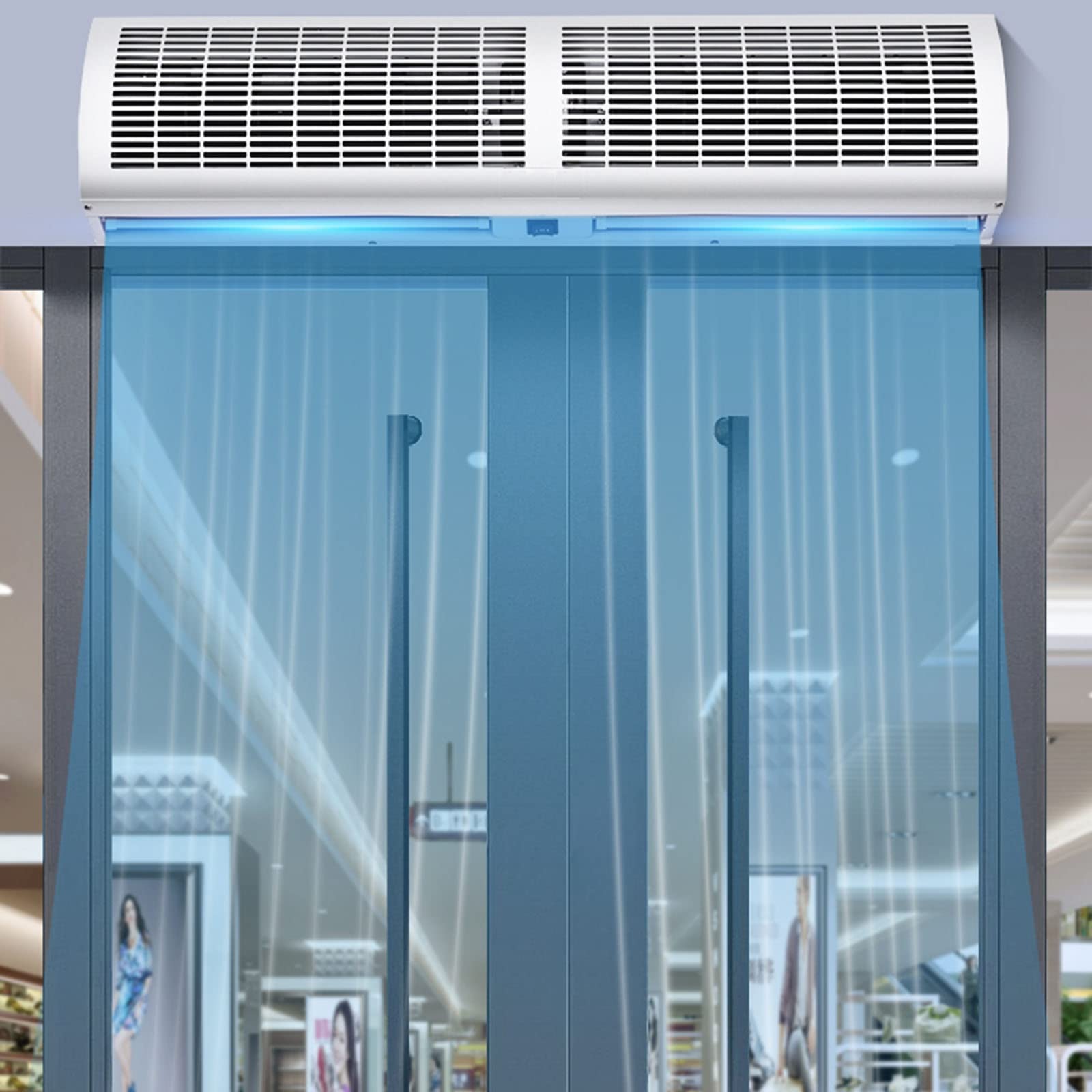 Commercial Air Curtain 24 Inch (60cm) - 2 Speed Industrial Grade White Alloy Housing with Push Button Switch for Restaurants, Warehouses & Retail Stores