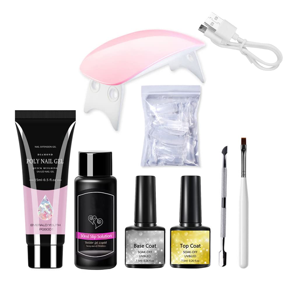UV LED Nail Extension Gel Kit - 8pcs Starter Set with Nail Art Tools & Polish (Style10) | DIY Salon-Quality Manicures at Home, Perfect for Parties & Special Occasions