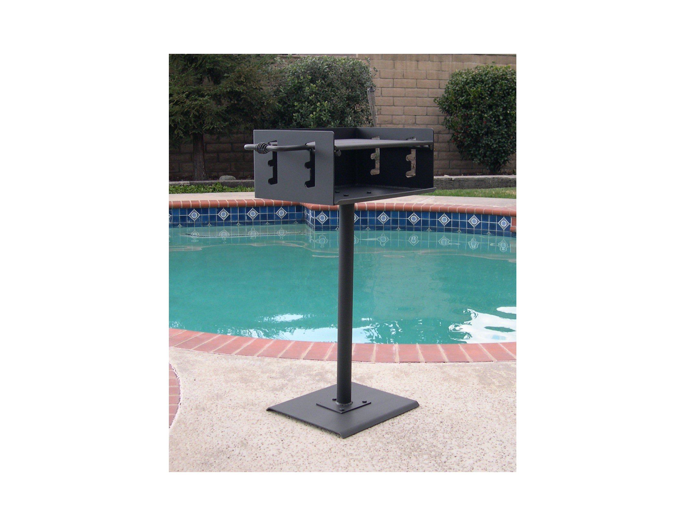 Heavy Duty Outdoor Park Style Charcoal & Wood Grill with Post & Patio Base Plate - Commercial Grade BBQ Grill for Camping, Picnics & Backyard Cookouts