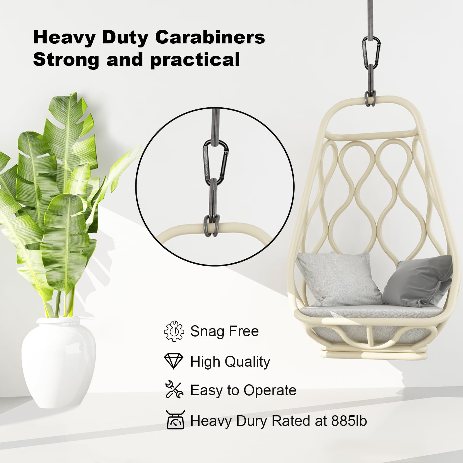 Heavy Duty 855lbs Carabiner Clip - 3